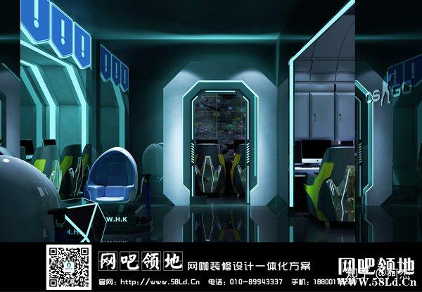 玖号网咖装修设计效果图(留缘店)——超现实科幻电竞风!