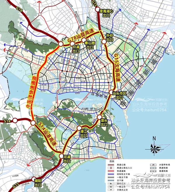 手绘高清路线图看汕头未来大交通网与城市发展的关系