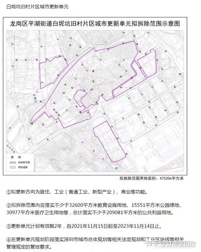 白坭坑旧村片区城市更新单元计划(草案)公示白坭坑旧村片区城市更新