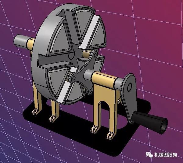 【精巧机构】手摇式三角转盘槽轮演示机构3d数模图纸