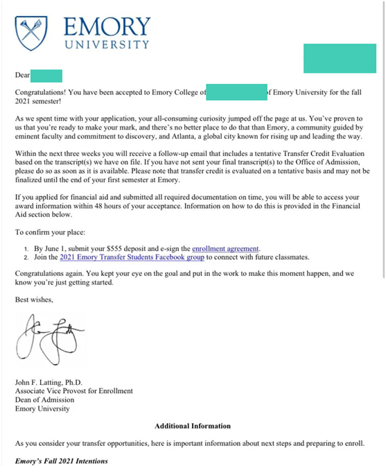 低gpa3.0,保录拿到埃默里大学offer