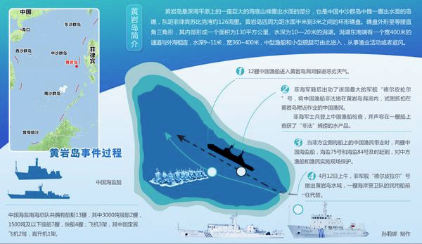 2012年4月10日,12艘中国渔船,100余名中国渔民在中沙黄岩岛