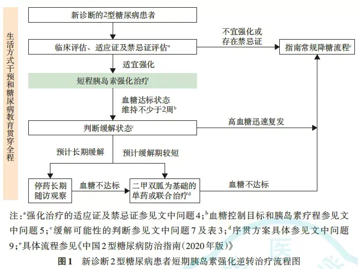 1,新诊断2型糖尿病患者短期胰岛素强化逆转治疗流程图糖尿病逆转本质