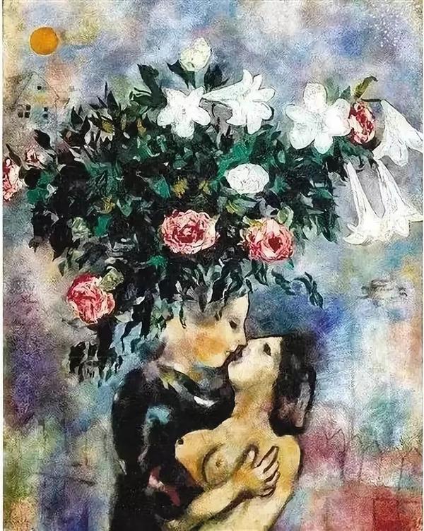 夏加尔作品《百合花下的恋人》
