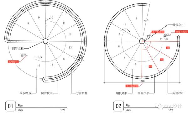 室内设计施工图深化006 - 旋转楼梯不会画,怎么办?谈谈曲面标注的基础
