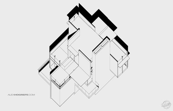 下图是最终的平面轴测图 below, the final plan oblique image.