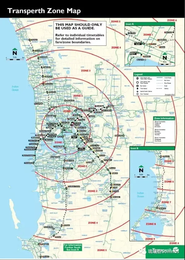 其中zone 0就是指city of perth即cbd内,有四条免费的猫线,并且在内