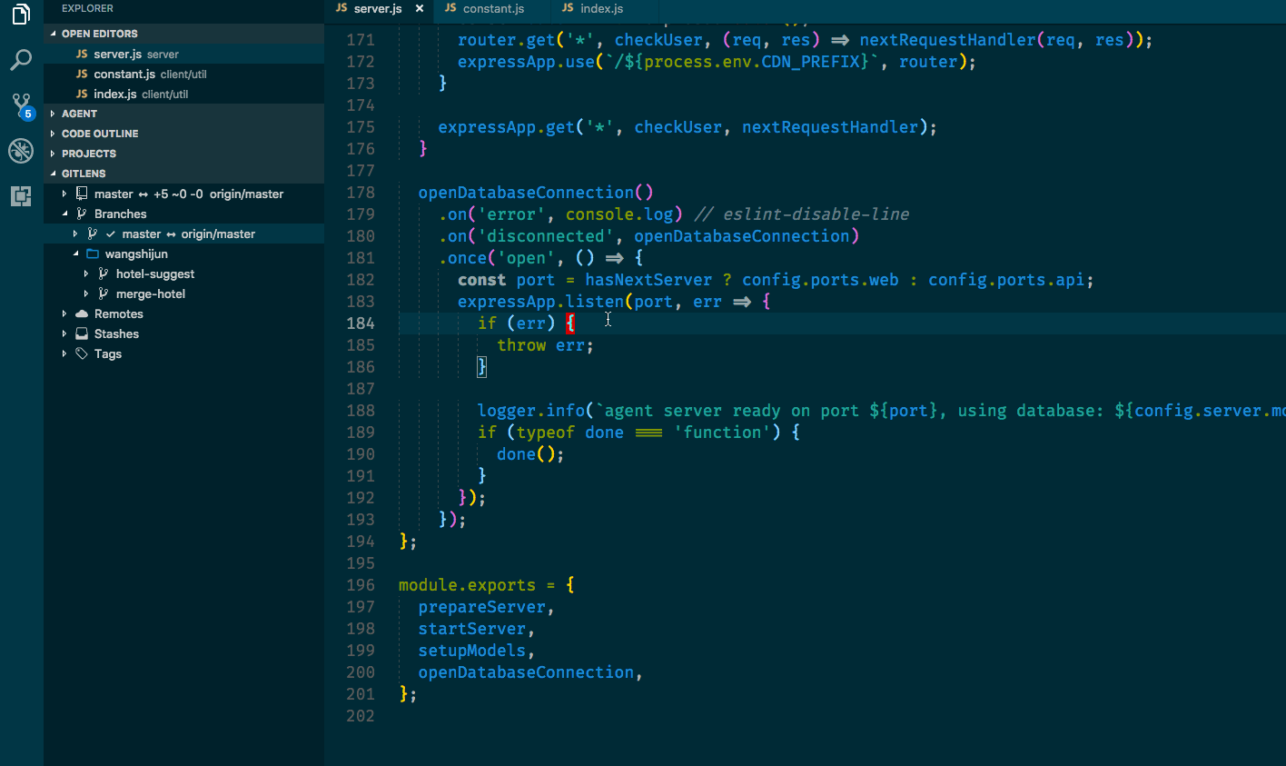 authorship at a glance via git blame annotations and code lens