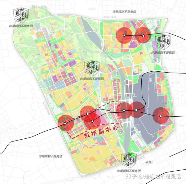 公共交通出行占比图@鬼话宝 二《单元规划》要求虹桥副中心的 轨交