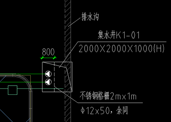 排水沟是结构完成面做反坎起来,集水坑也是会做反坎起来和排水沟融合.