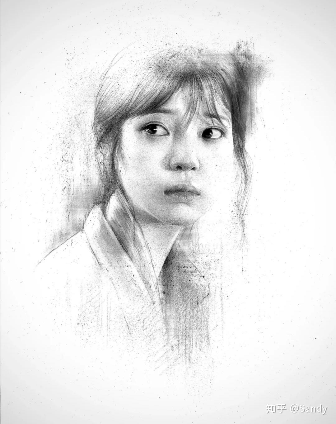 写实手绘素描漂亮小姐姐图片