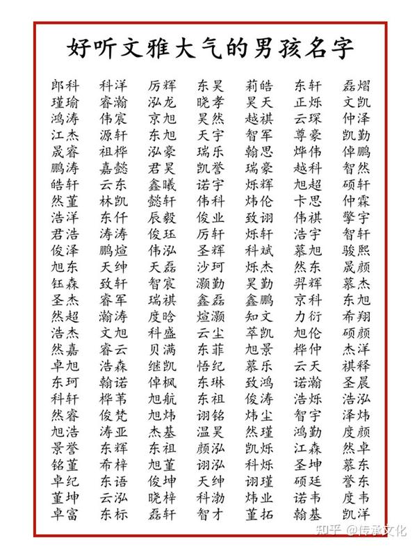 好听文雅的男孩名字大全