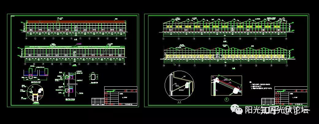干货丨20mw连栋光伏玻璃温室农业大棚施工cad图纸
