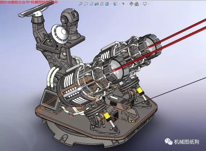 武器模型dllrws激光远程武器系统模型3d图纸solidworks设计