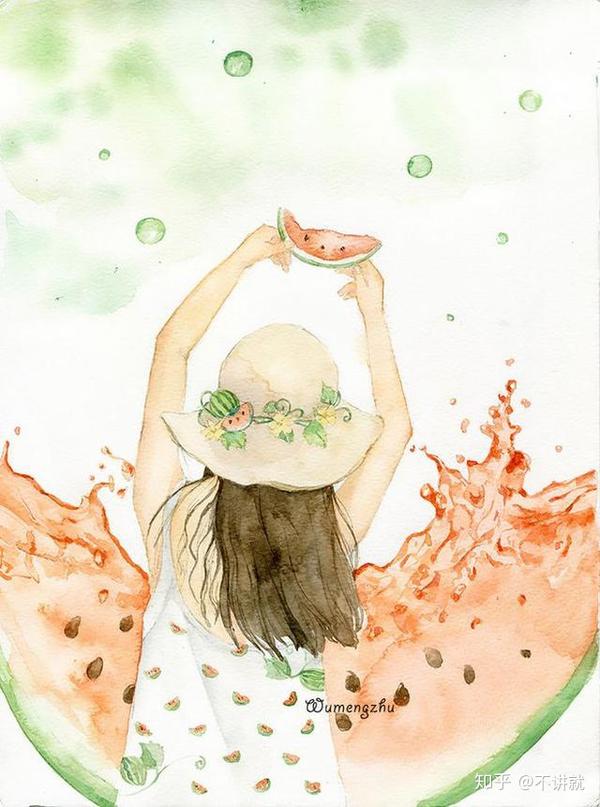 夏日风手绘插画来一波~看着就想吃一口,你流口水了吗?