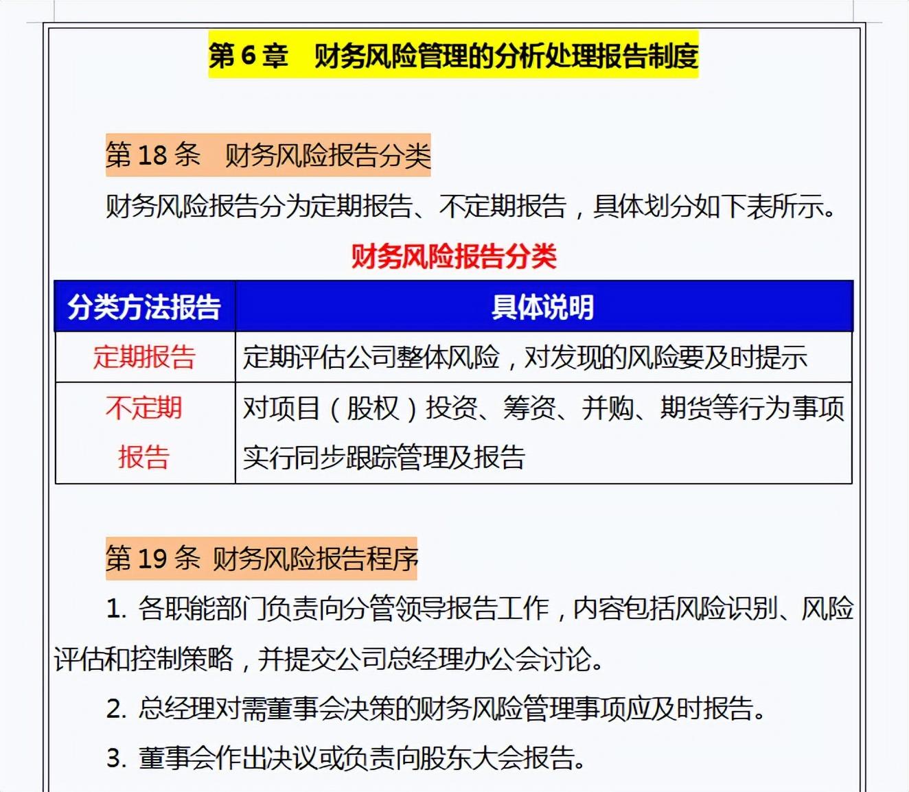 财务风险管理的分析处理报告制度财务风险管理内部监督与评估.