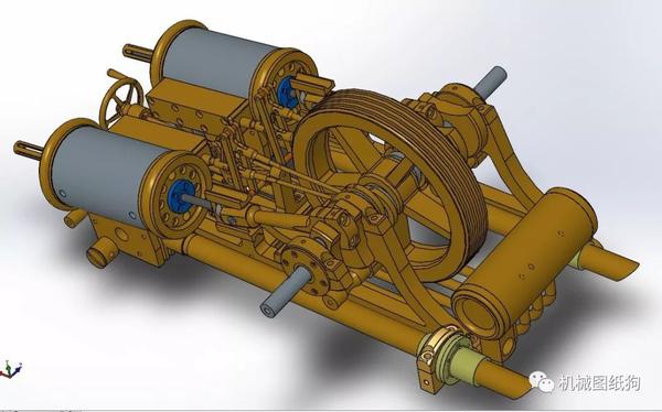 【发动机电机】gs蒸汽机模型3d图纸 solidworks设计