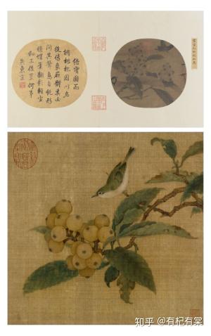 近日,在整理宋徽宗赵佶的花鸟图时,发现《枇杷山鸟图》除了徽宗画过