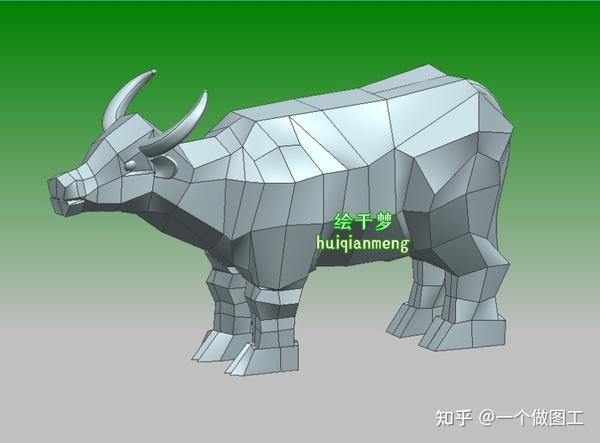 牛雕塑抽象几何3d图下载几何钻石切面牛模型图下载