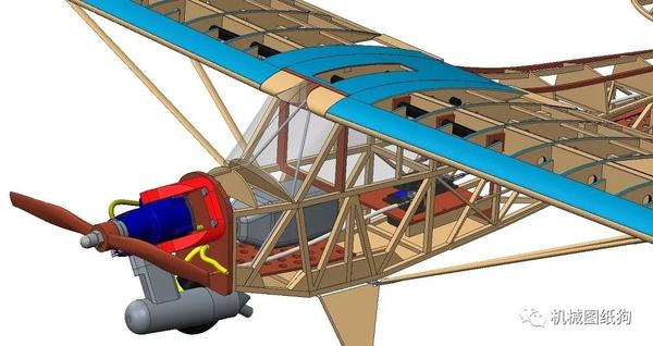 【飞行模型】piper j-3 cub轻型飞机框架结构模型3d图纸 stp格式