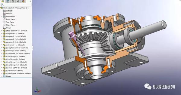 【差减变速器】spire gearbox螺旋齿轮箱剖切结构3d图纸 solidworks