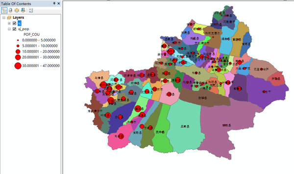 arcgis教程49专题图制作之人口地图2新疆行政区人口分布统计