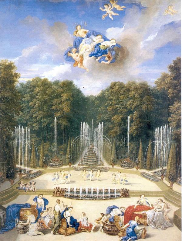 路易十四的巴洛克舞蹈记录法及当时喷泉的绘画