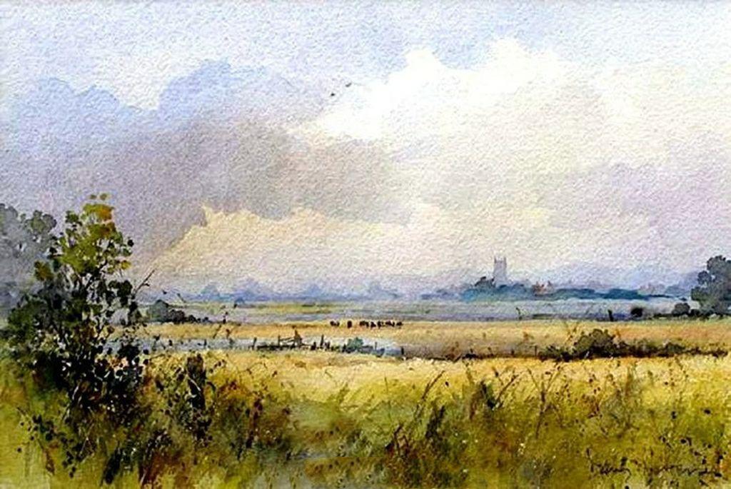 英国画家大卫豪厄尔风景水彩画