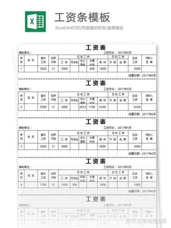 职场规划局丨60套excel实用财务会计工资计算自动统计