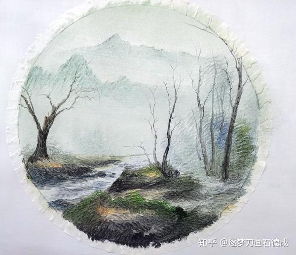 凡戴棕 群青,勾线笔画树干.加煤黑,画树干的重色.