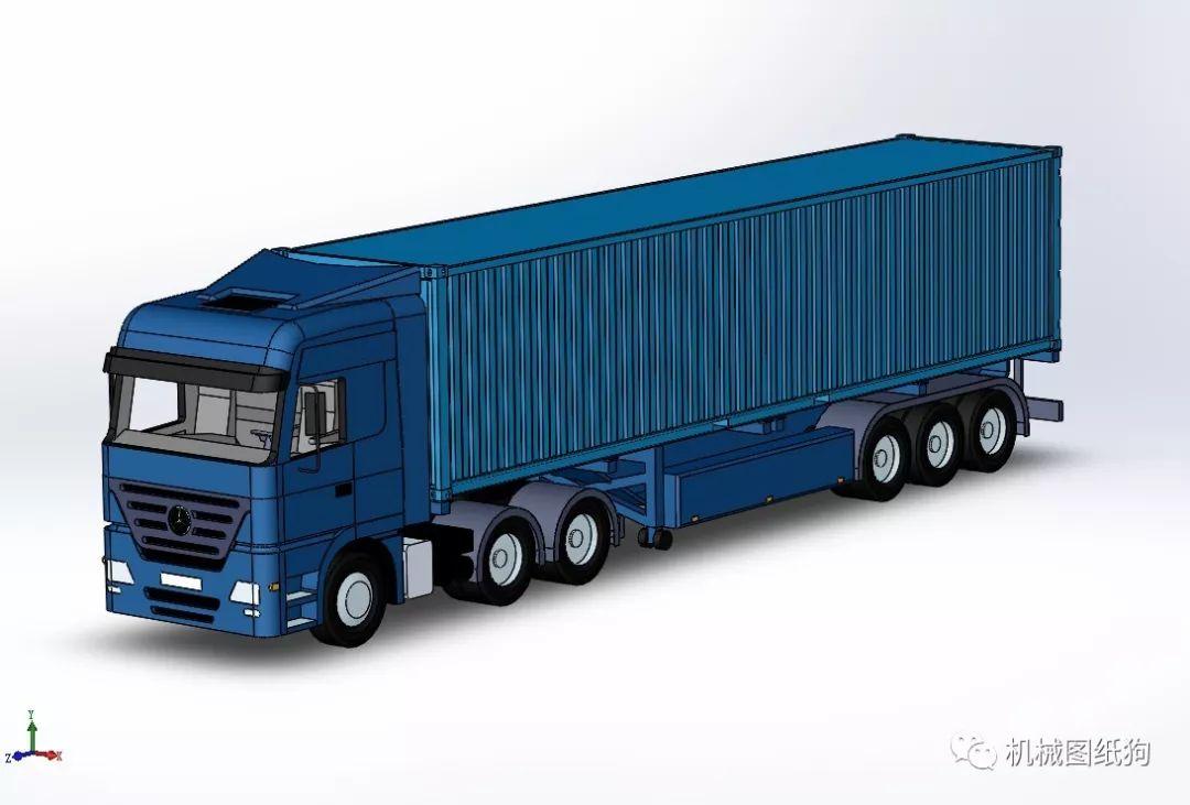 其他车型 奔驰卡车货车集装箱车3d模型solidworks
