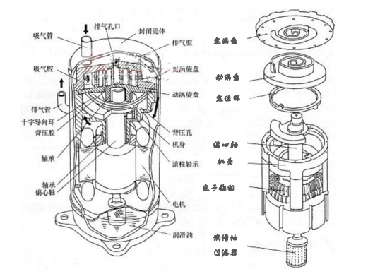 图片来自网络-涡旋压缩机结构示意