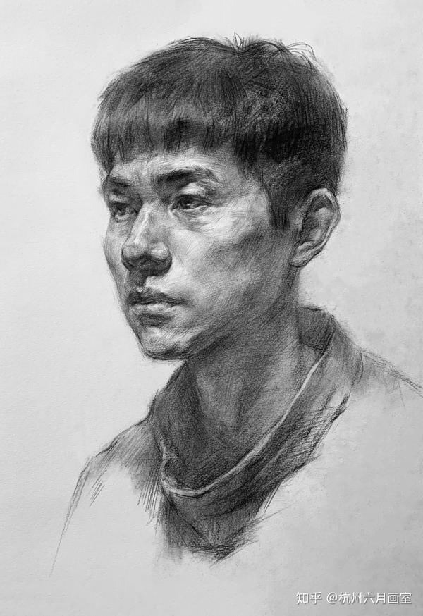 2012年浙江省联考 素描考题:默写,四分之三侧面男青年——六月画室