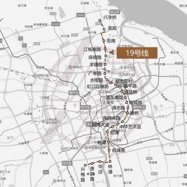 御桥,康桥,周浦,航头 二,规划中的地铁 19号线(预计开通时间:2025年