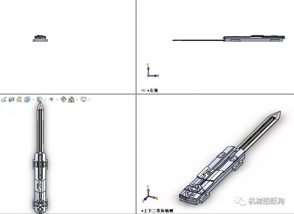 【工程机械】刺客信条袖剑(袖刃)造型模型3d图纸 solidworks设计