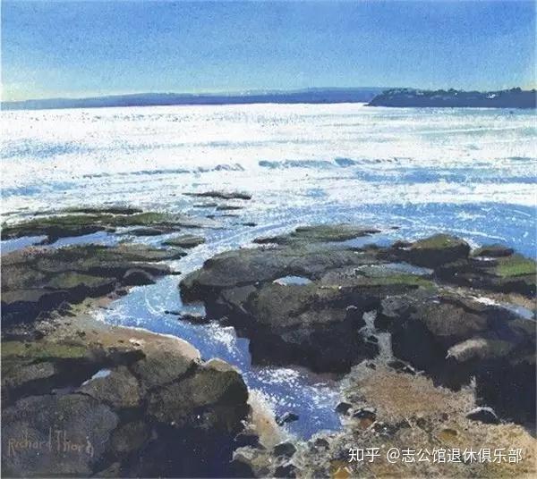 值得学习 他的画作色调明快,把水面波澜,粼粼波光都体现得淋漓尽致,让