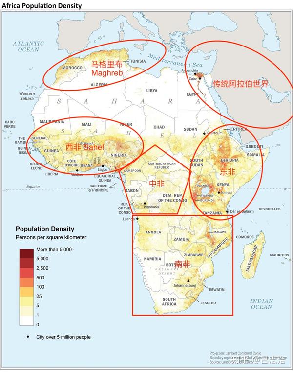 按照非洲人口分布图做的地域板块切割