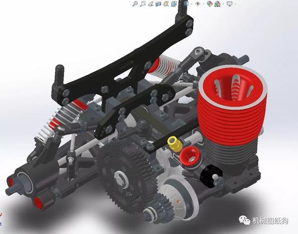 rc遥控车1比10rc模型遥控车后轴驱动结构3d图纸stp格式