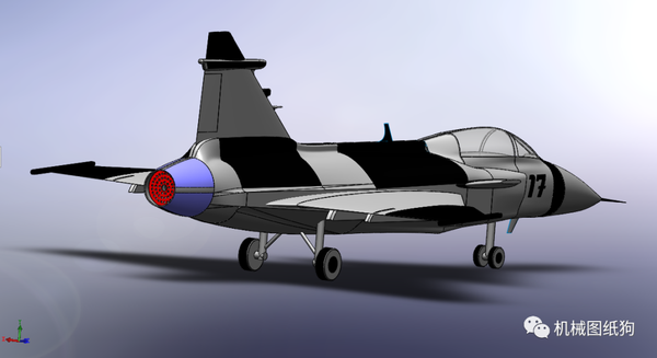 【飞行模型】fighter-jet-17战斗机简易模型3d图纸 solidworks设计