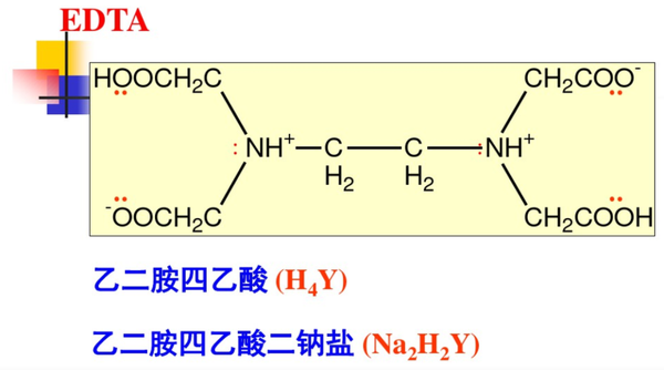 图1:乙二胺四乙酸结构式 当h4y溶于水时,不仅可以将自身的h 给出去