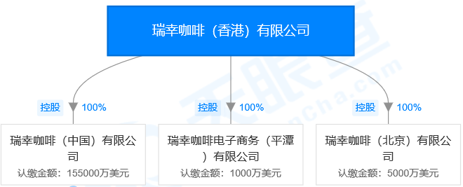 据天眼查显示,瑞幸咖啡简单的股权架构图是下面这个样子,母公司是