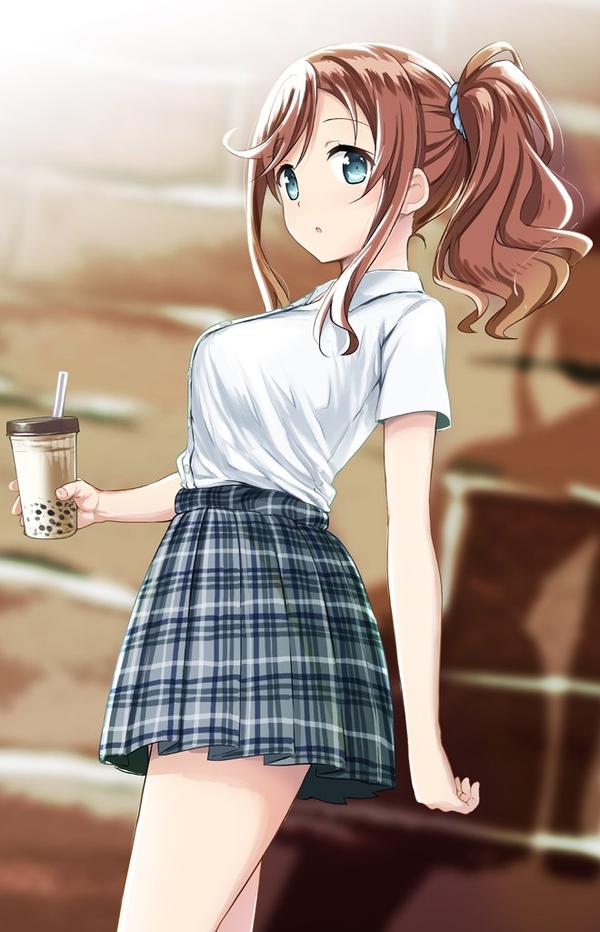 二次元动漫图片:炎炎夏日,奶茶是非常受欢迎解暑之选