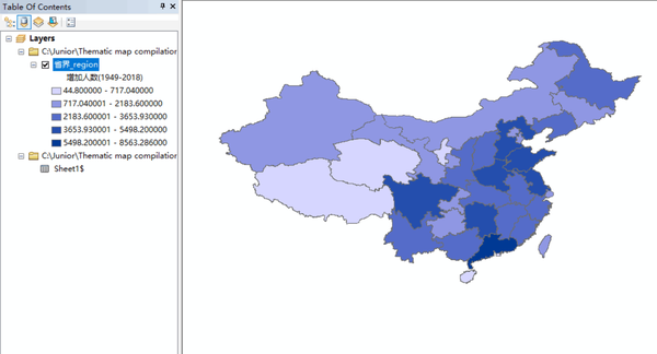 (48)专题图制作之人口地图(1)——1949-2018年中国各省常驻人口变化