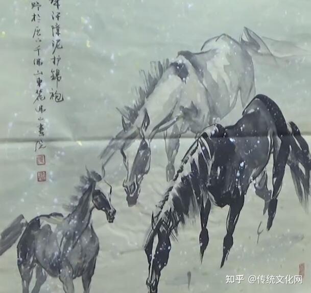 著名画家张天野画马艺术