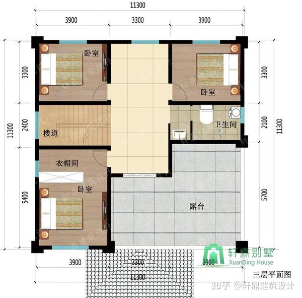 三层中式古风别墅设计图纸,外观配色低调大气