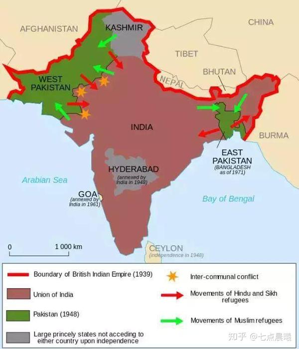 犬牙交错的,如此也便意味着,许多印度教徒与锡克教徒被划到了巴基斯坦