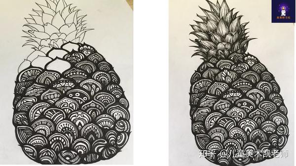 儿童美术课件共享《魅力装饰线描》菠萝