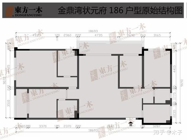 东方一木装饰┃南京金鼎湾状元府186㎡户型图┃新中式风格