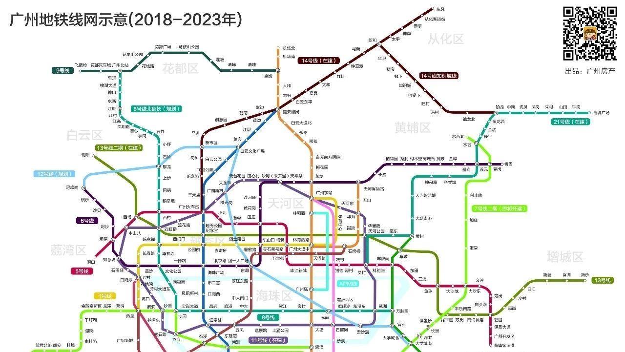 广州地铁2023年线路示意图