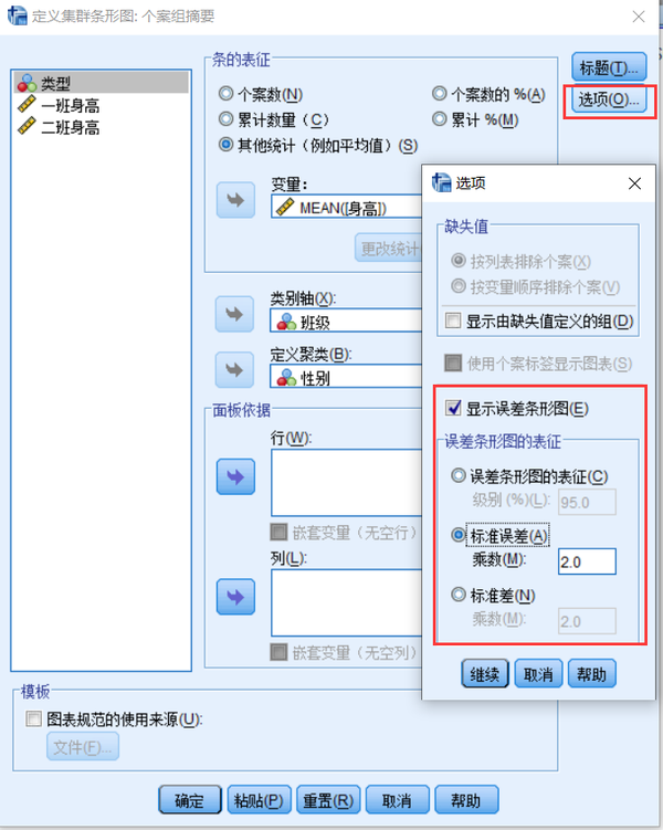 spss—误差条形图绘制